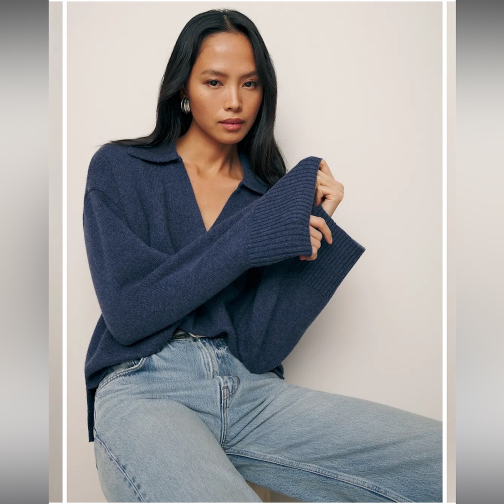 Reformation Sawyer Oversized Cashmere Polo Size XS Danube color